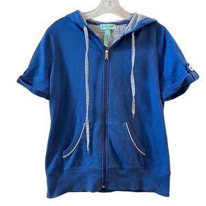 Silver Wear Women's Short Sleeve Zip-Up Hoodie Jacket Blue Size‎ S